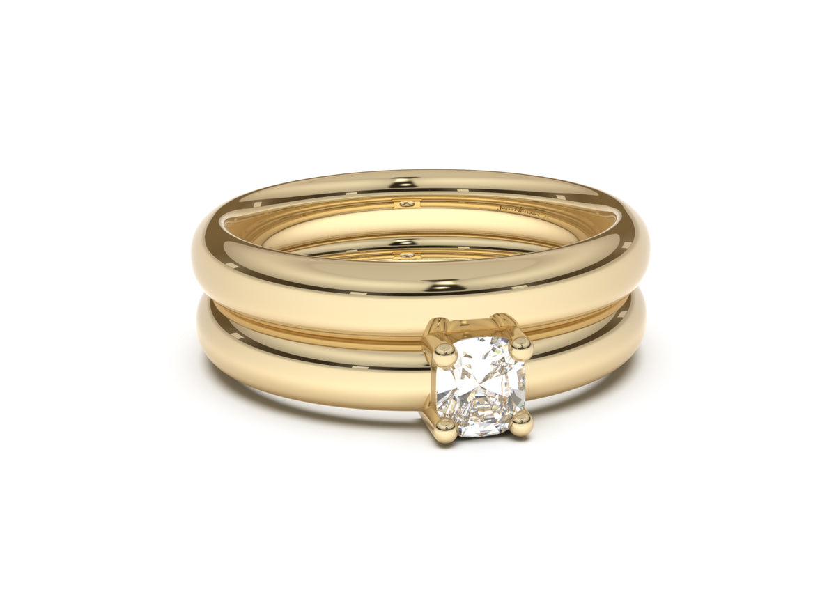 Cushion Classic Slim Engagement Ring, Yellow Gold