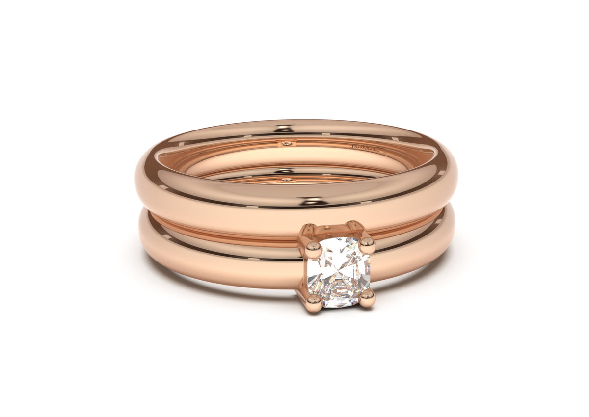 Cushion Classic Slim Engagement Ring, Red Gold