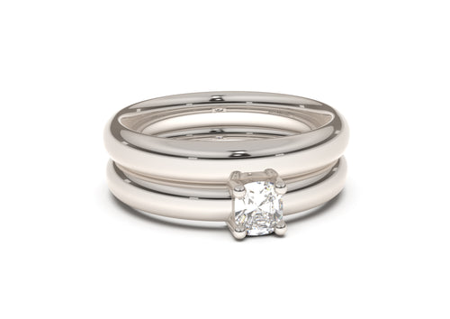 Cushion Classic Slim Engagement Ring, White Gold & Platinum