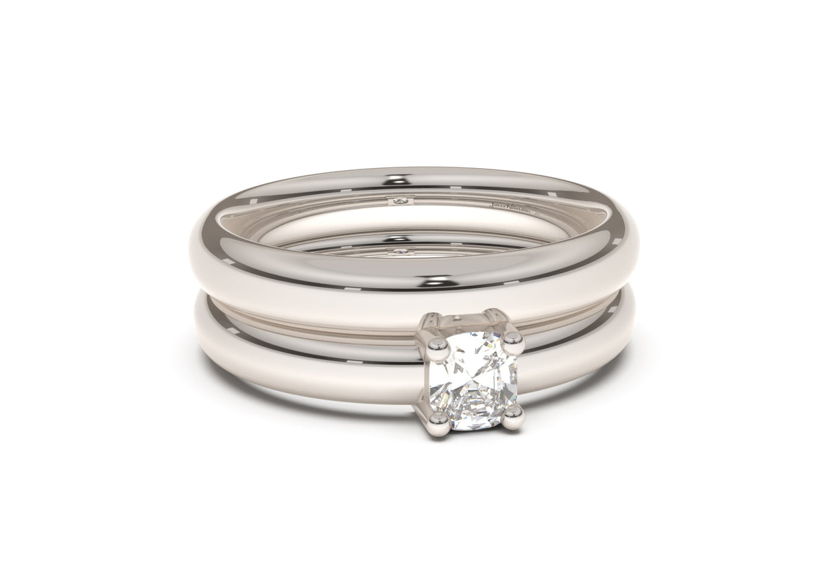 Cushion Classic Slim Engagement Ring, White Gold & Platinum