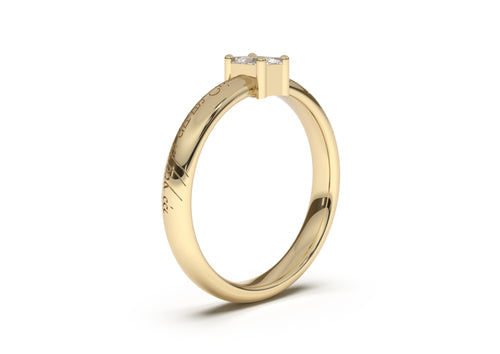 Emerald Cut Classic Slim Elvish Engagement Ring, Yellow Gold