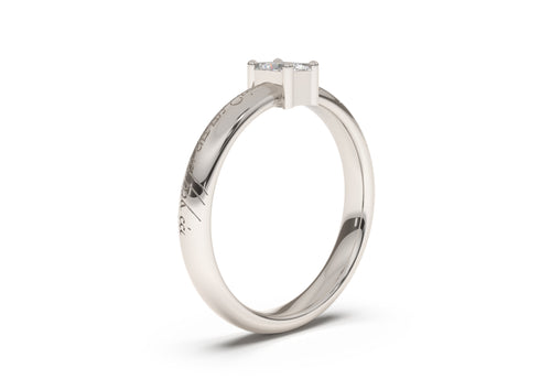 Emerald Cut Classic Slim Elvish Engagement Ring, White Gold & Platinum