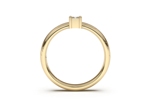 Emerald Cut Classic Slim Elvish Engagement Ring, Yellow Gold