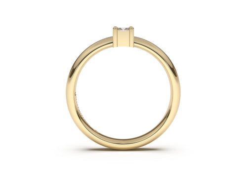 Emerald Cut Classic Slim Engagement Ring, Yellow Gold