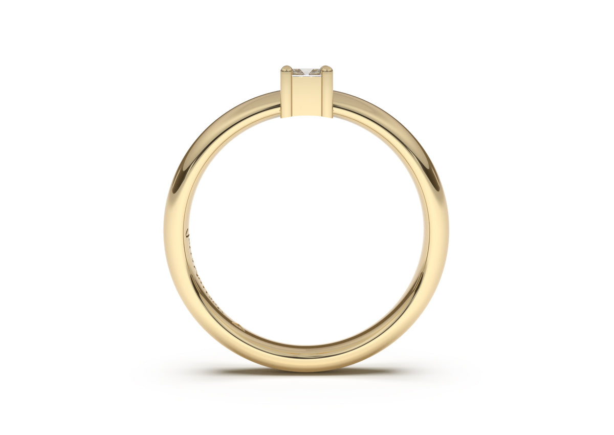 Emerald Cut Classic Slim Engagement Ring, Yellow Gold