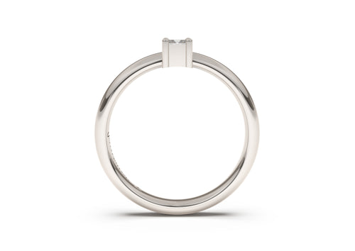 Emerald Cut Classic Slim Engagement Ring, White Gold & Platinum