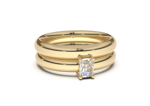 Emerald Cut Classic Slim Engagement Ring, Yellow Gold