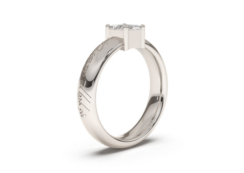 Emerald Cut Classic Elvish Engagement Ring, White Gold & Platinum