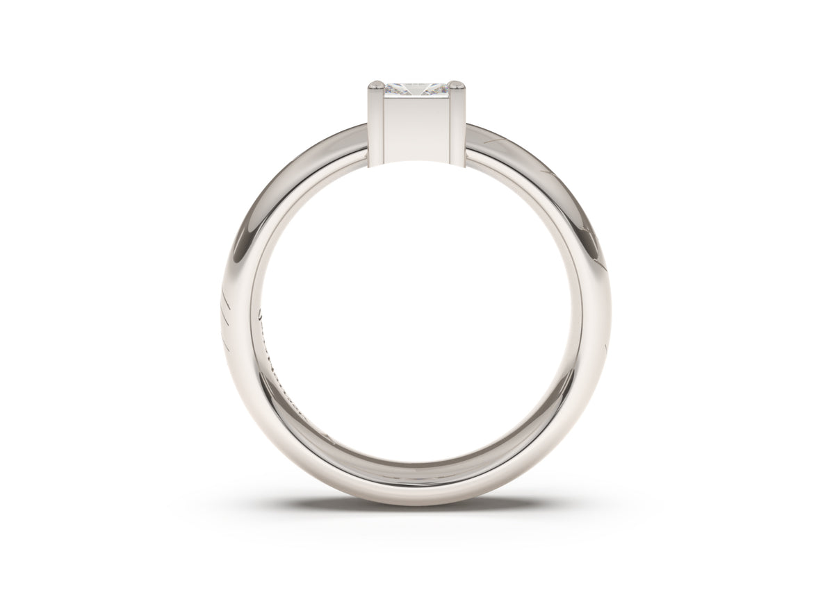 Emerald Cut Classic Elvish Engagement Ring, White Gold & Platinum