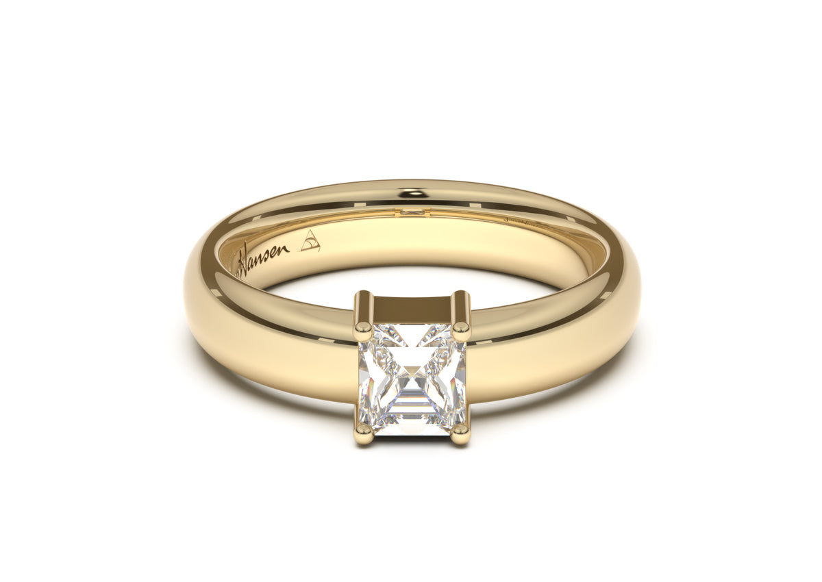 Emerald Cut Classic Engagement Ring, Yellow Gold