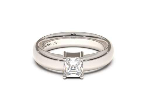 Emerald Cut Classic Engagement Ring, White Gold & Platinum