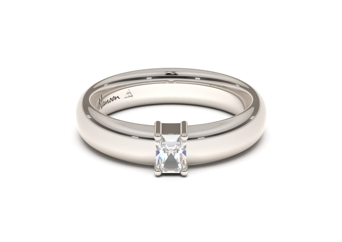 Emerald Cut Classic Engagement Ring, White Gold & Platinum