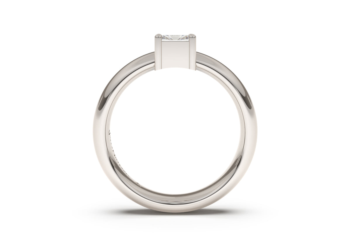 Emerald Cut Classic Engagement Ring, White Gold & Platinum