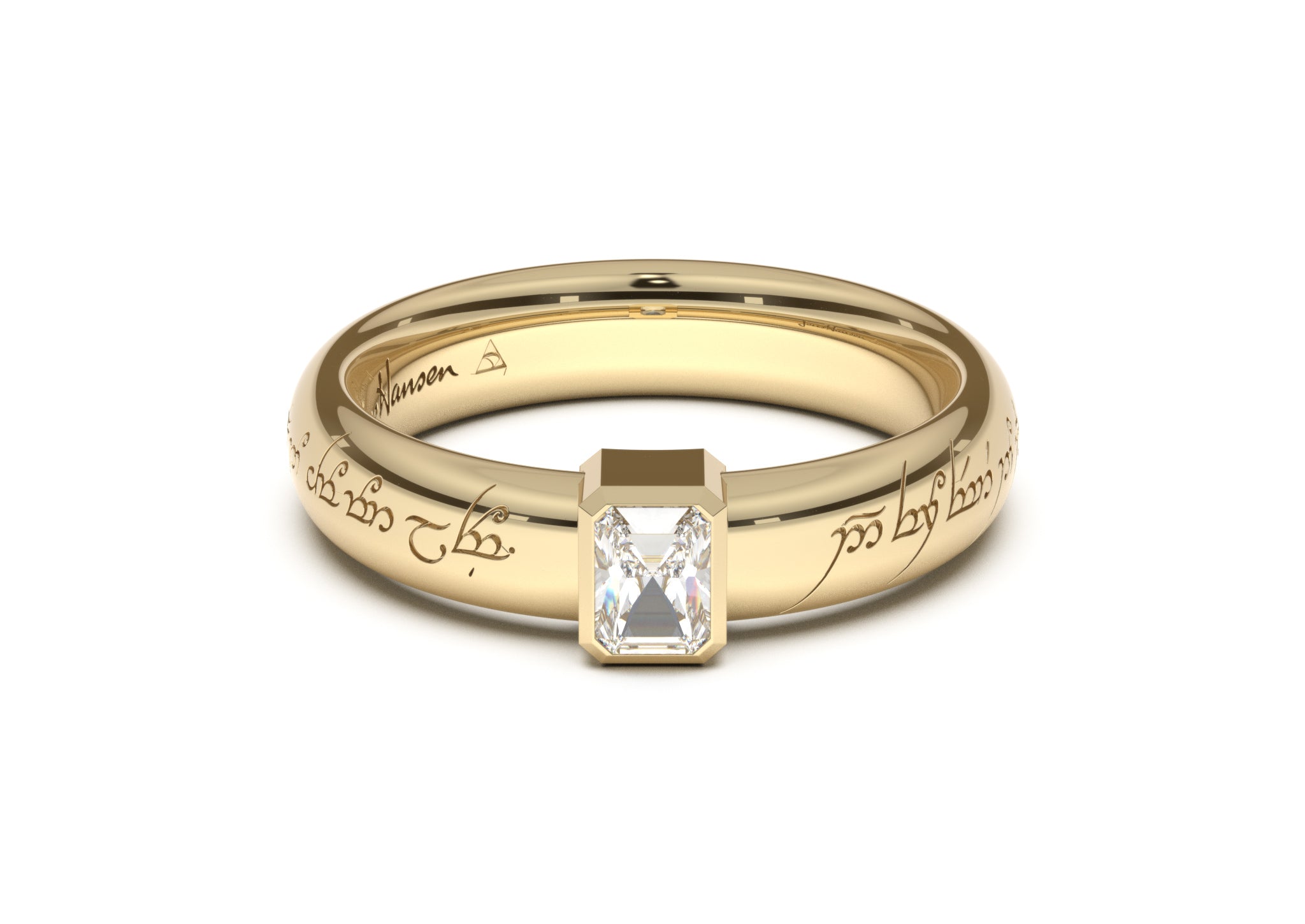 Emerald Bezel Ring in 18K Yellow Gold | Modern Gem Jewelry | Saratti