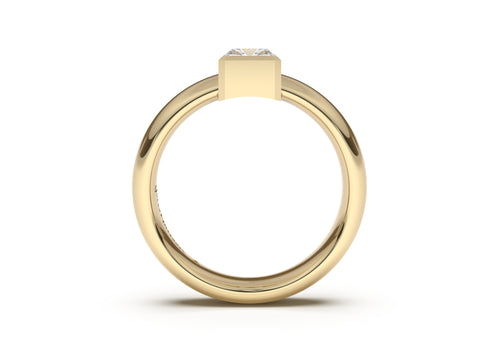 Emerald Cut Modern Engagement Ring, Yellow Gold
