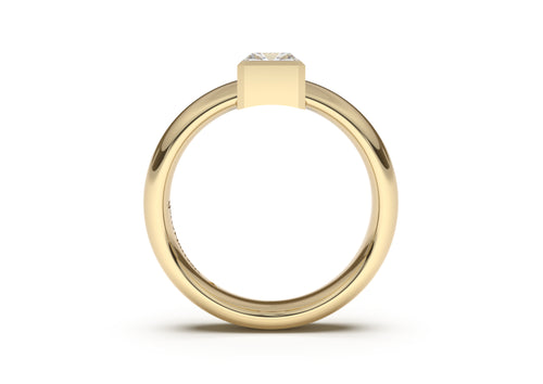 Emerald Cut Modern Engagement Ring, Yellow Gold
