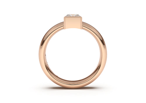 Emerald Cut Modern Engagement Ring, Red Gold