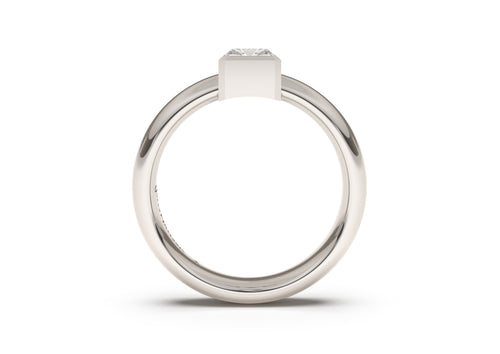 Emerald Cut Modern Engagement Ring, White Gold & Platinum