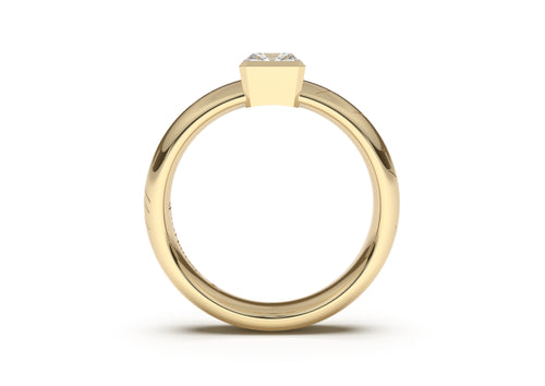 Emerald Cut Elegant Elvish Engagement Ring, Yellow Gold