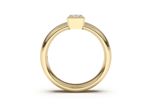 Emerald Cut Elegant Engagement Ring, Yellow Gold