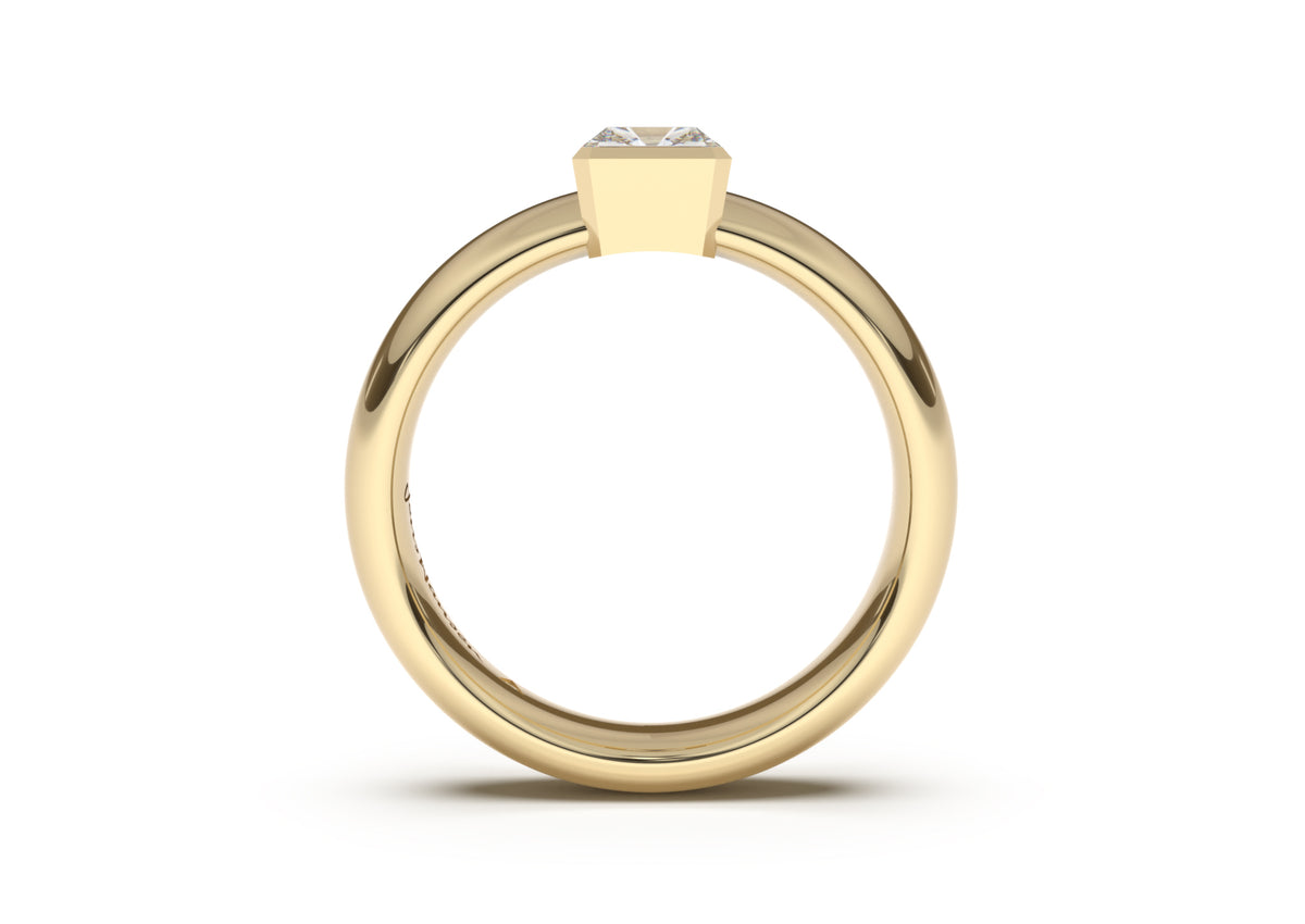 Emerald Cut Elegant Engagement Ring, Yellow Gold