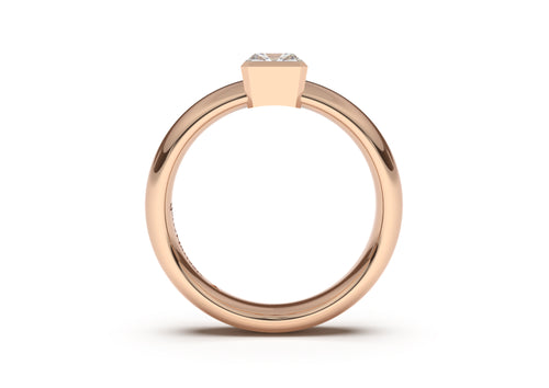 Emerald Cut Elegant Engagement Ring, Red Gold