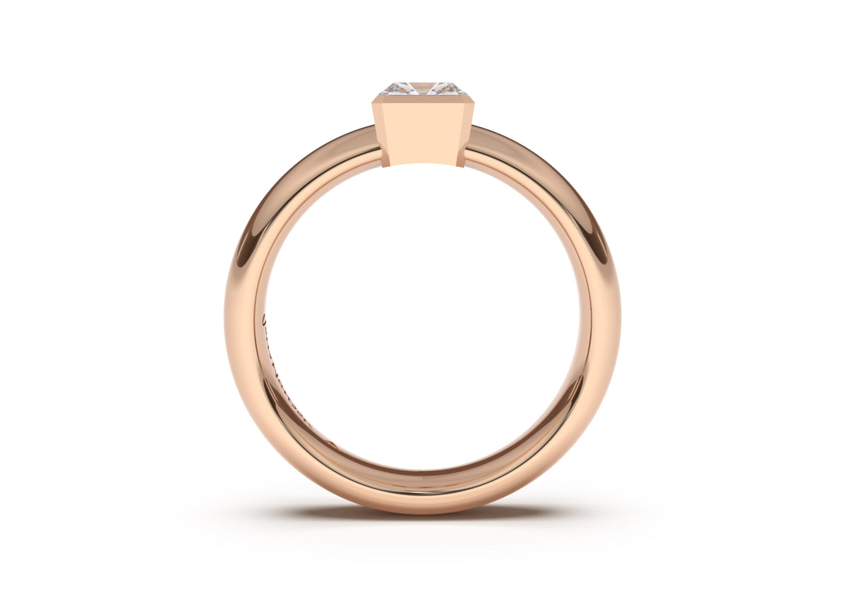 Emerald Cut Elegant Engagement Ring, Red Gold