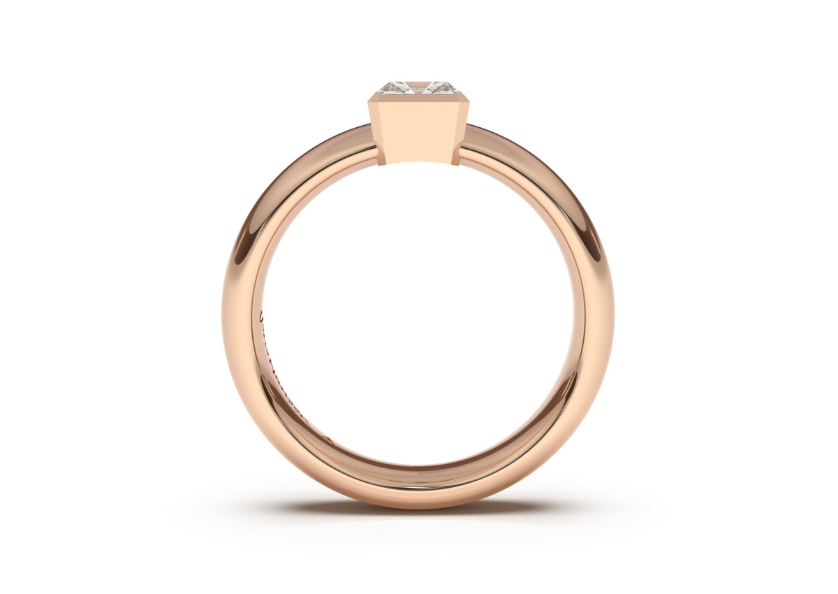 Emerald Cut Elegant Engagement Ring, Red Gold
