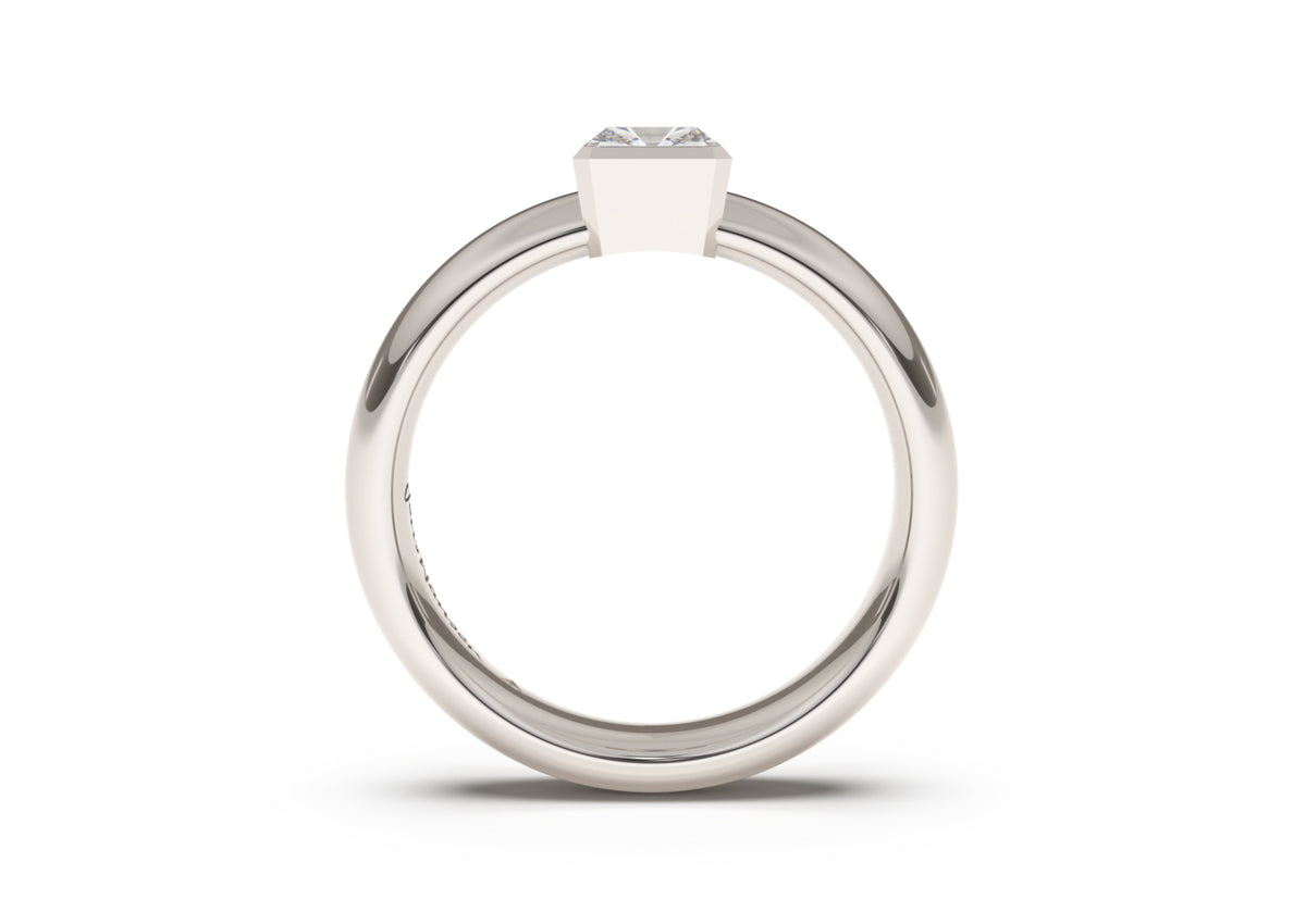 Emerald Cut Elegant Engagement Ring, White Gold & Platinum