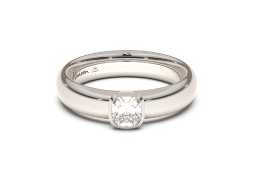 Cushion Elegant Engagement Ring, White Gold & Platinum