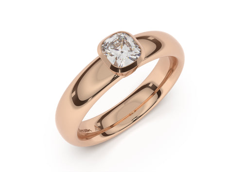 Cushion Elegant Engagement Ring, Red Gold