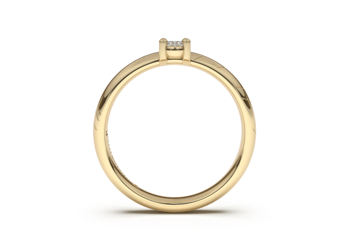 Oval Contemporary Slim Elvish Engagement Ring, Yellow Gold