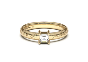 Princess Classic Slim Elvish Engagement Ring, Yellow Gold