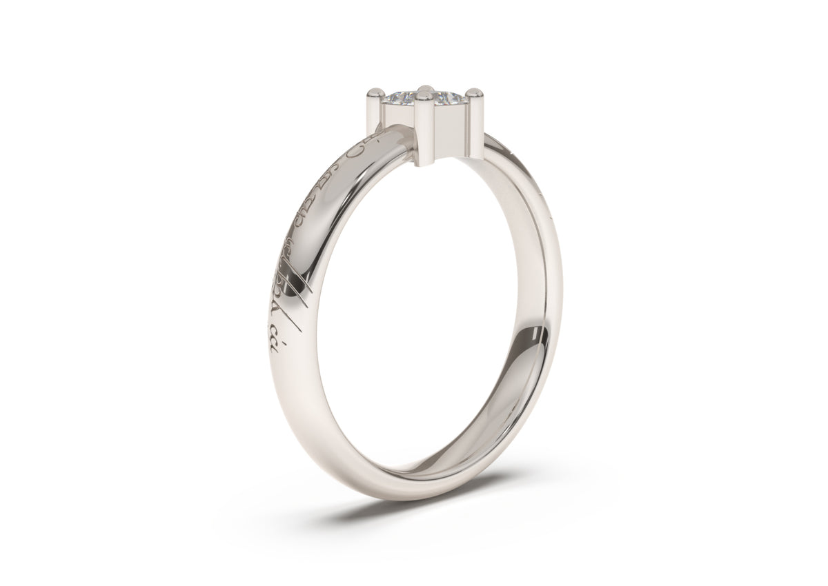 Princess Classic Slim Elvish Engagement Ring, White Gold & Platinum
