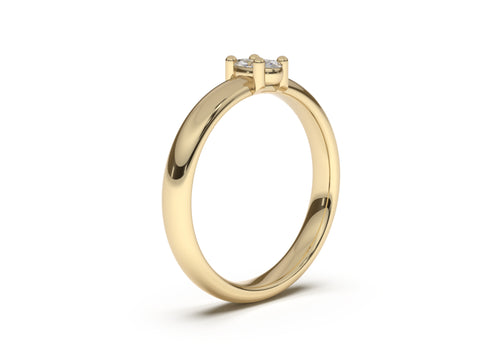 Oval Contemporary Slim Engagement Ring, Yellow Gold