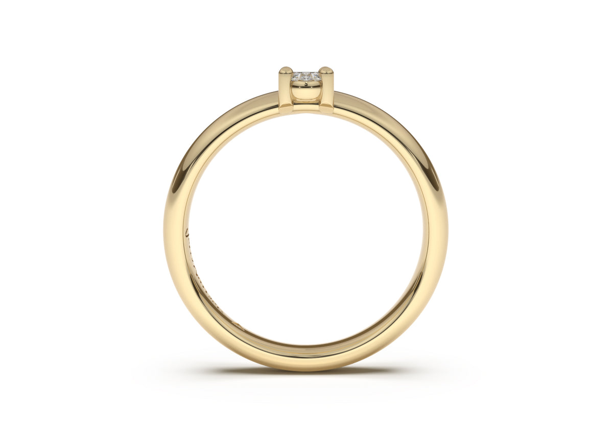 Oval Contemporary Slim Engagement Ring, Yellow Gold