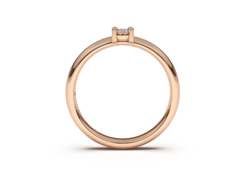 Oval Contemporary Slim Engagement Ring, Red Gold