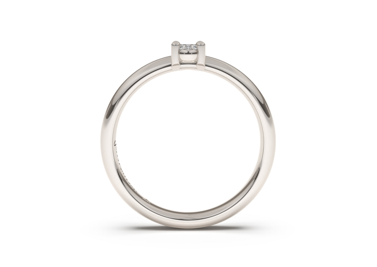 Oval Contemporary Slim Engagement Ring, White Gold & Platinum
