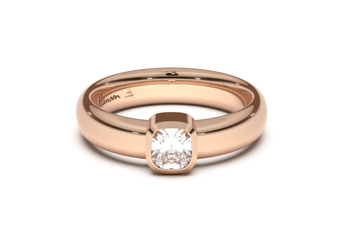 Cushion Modern Engagement Ring, Red Gold
