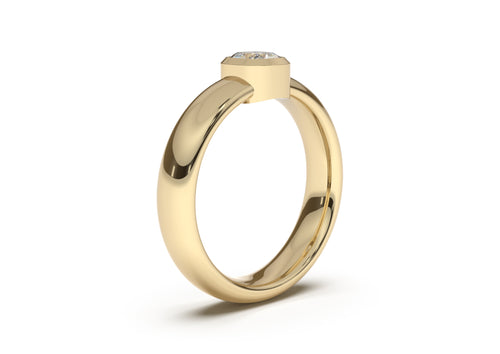 Cushion Modern Engagement Ring, Yellow Gold