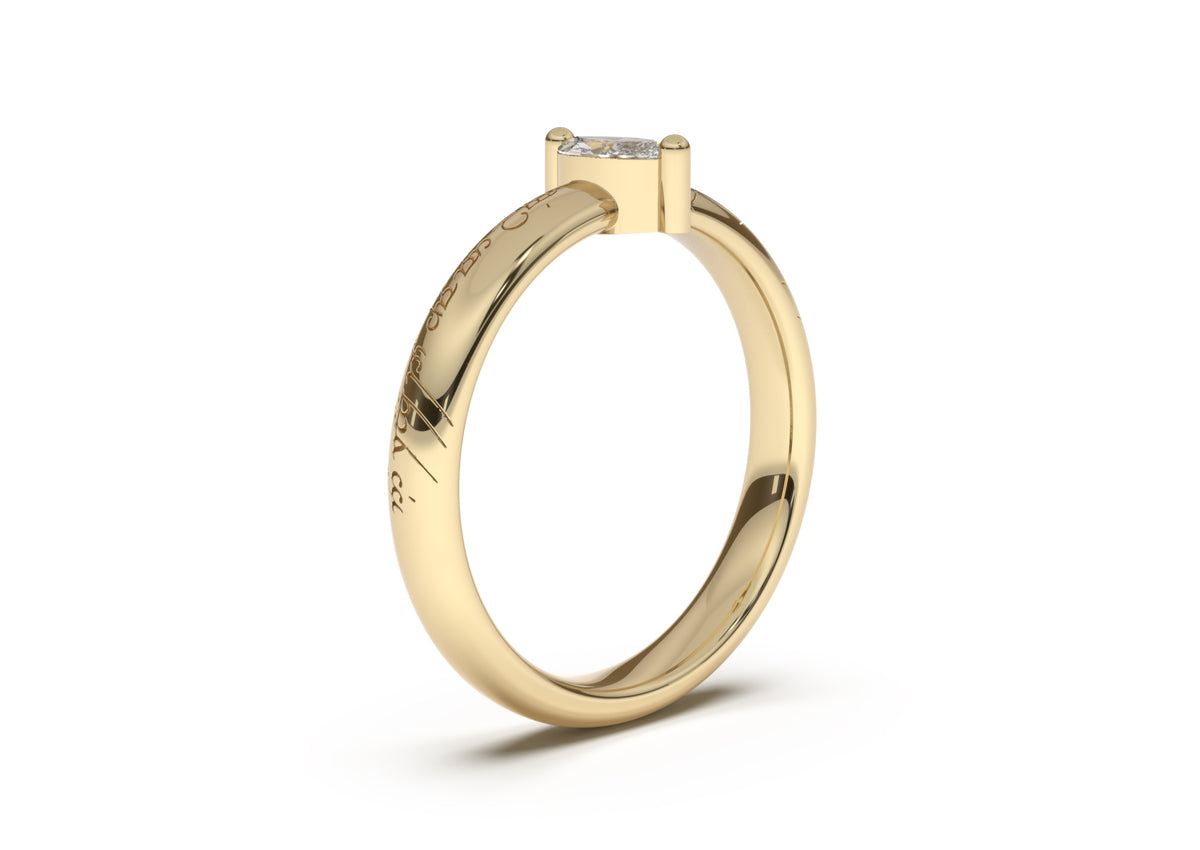 Marquise Classic Slim Elvish Engagement Ring, Yellow Gold