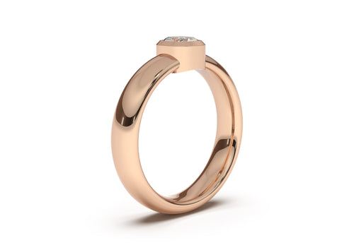 Cushion Modern Engagement Ring, Red Gold