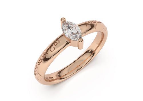 Marquise Classic Slim Elvish Engagement Ring, Red Gold