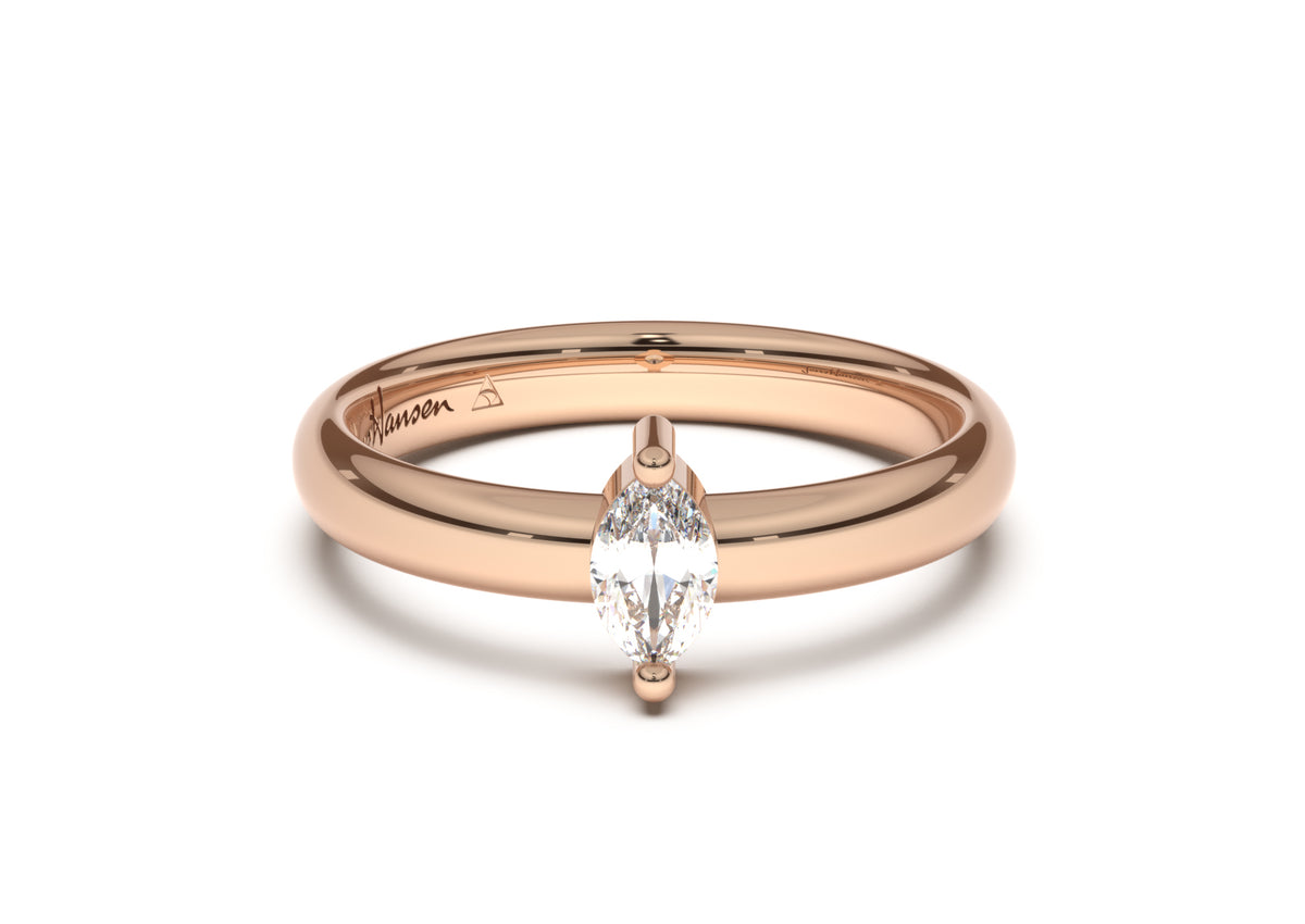 Marquise Classic Slim Engagement Ring, Red Gold