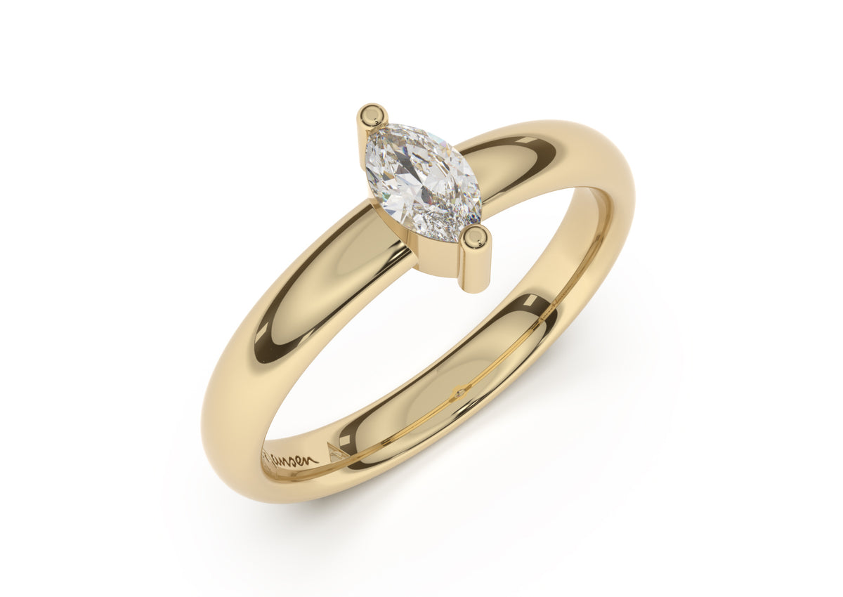 Marquise Classic Slim Engagement Ring, Yellow Gold