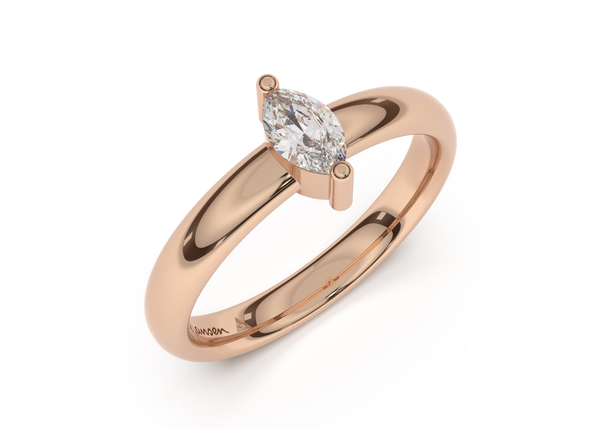 Marquise Classic Slim Engagement Ring, Red Gold