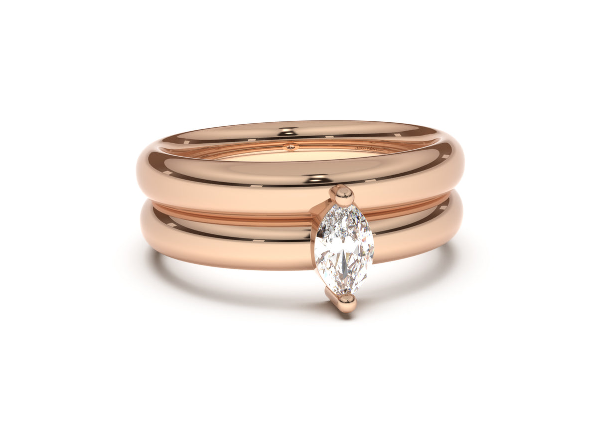 Marquise Classic Slim Engagement Ring, Red Gold