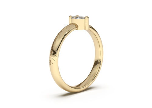 Pear Classic Slim Elvish Engagement Ring, Yellow Gold