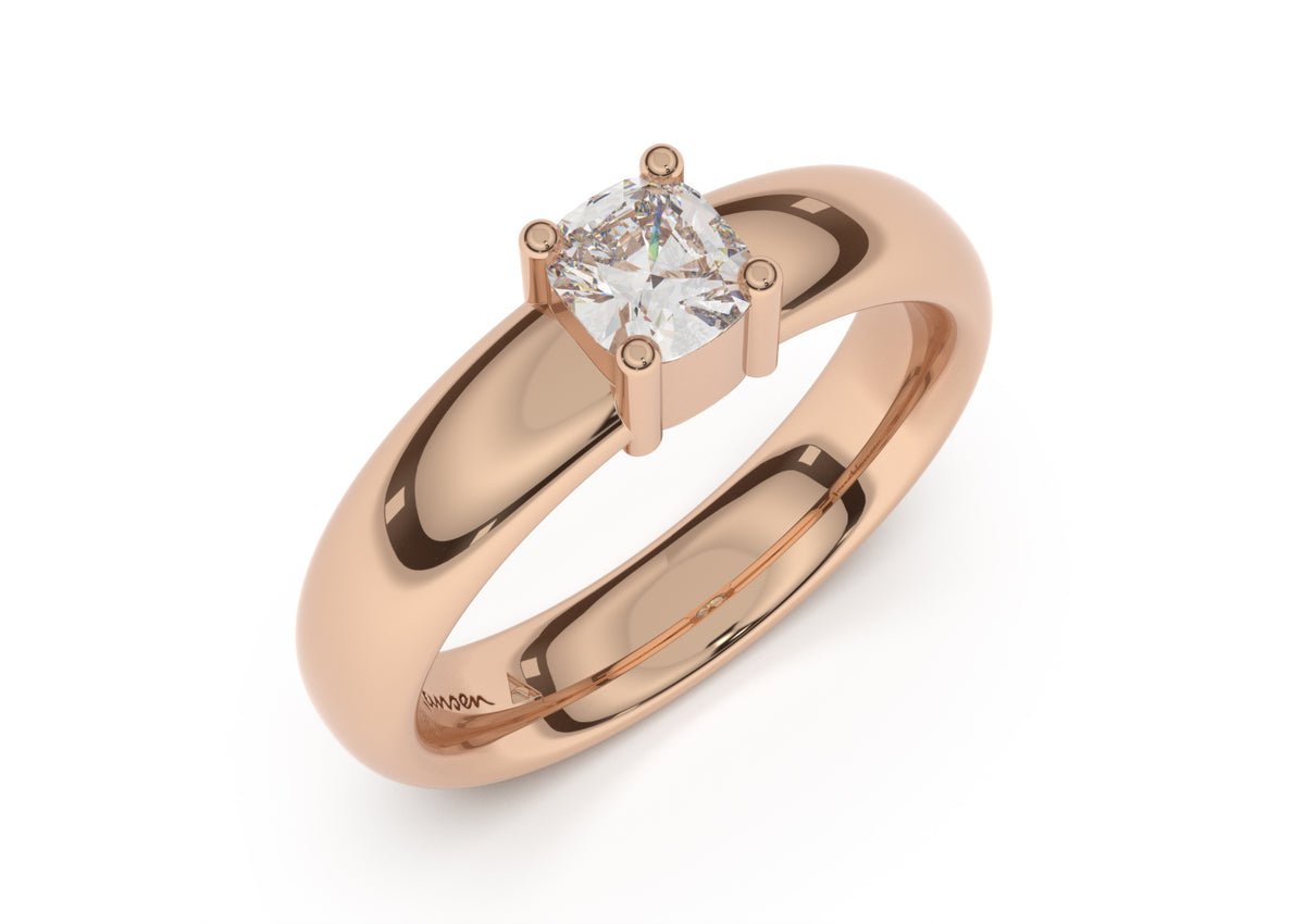 Cushion Classic Engagement Ring, Red Gold