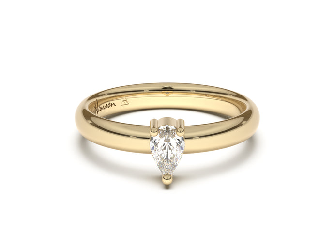 Pear Classic Slim Engagement Ring, Yellow Gold